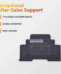 Ultra Slim DIN Rail Power Supply 24V 15W Compact Cabinet Adapter back view showing model details and safety certifications.
