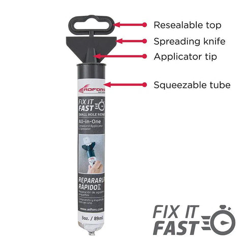 All In One Wall Hole Filler With Built In Applicator And Spreader For Small Holes Under Two Inches And Scratches Resealable Container