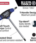 Ball End 5 Mm Hex Key With Journeyman T Handle 6 Inch Length Soft Touch Grips For Maximum Control Treated Steel For Rust And Corrosion Resistance Size Marked On Each Handle Ideal For Pros And DIYers.