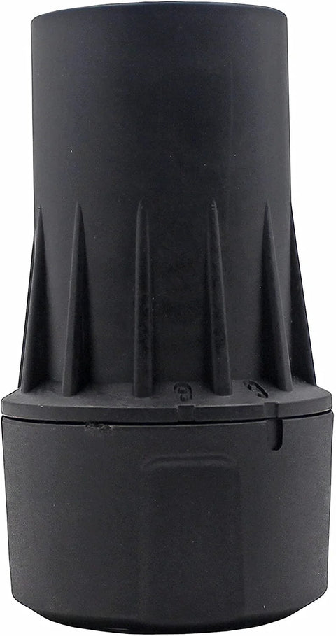 Front view of DWV9000 universal quick multi-function connector, black plastic, 1-1/4 in hose adapter.