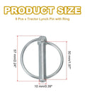 M10x50 Tractor Lynch Pin With Ring 8 Pack Built Tough Heavy Duty Lock Pin Clips Kit For Tractors Trailers Farm Trucks And Mowers Carbon Steel Durable Silver Tone Finish, 10mm x 50mm ring pin size