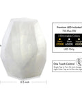Handcrafted Dope Solid Calcite Table Lamp Carved From Natural Stone With Unique Crystal Veins Pentagon White