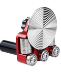 Sheet Metal Bender One Station Disc Roller Hand Tool for Straight and Curved Bends with detachable disc, red and silver design