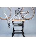 Portable Work Bench With Vise And Adjustable Height Legs, Heavy Duty Steel Frame Supports Up To 450 Lbs with bike on top