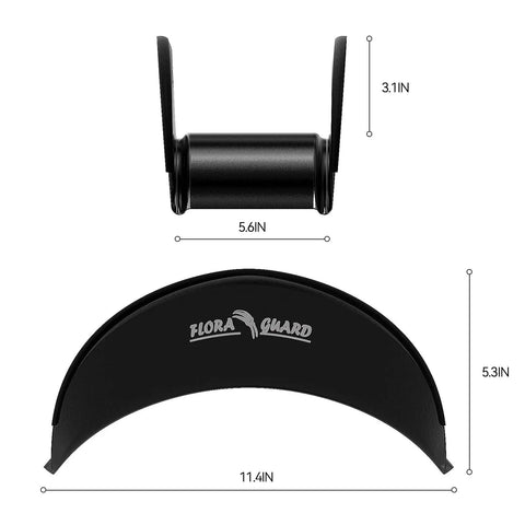 Diagram of Space Saving Wall Mount Hose Holder Set Heavy Duty Metal Garden Water Hose Hanger That Holds Up To 125 Feet Anti Rust Anti Slip Outdoor Hose Reel Black 2 Pack with dimensions