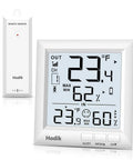 All In One Indoor Outdoor Weather Station Thermometer with Wireless Sensor showing temperature and humidity on large LCD display