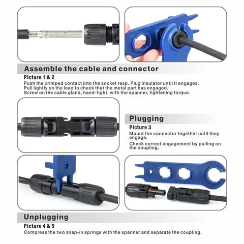 All In One Solar Panel Crimp Tool Kit With Solar Connector Crimper For AWG 14 To 10 Wires And 2 4 6 Mm2 Cables assembly guide
