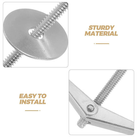 Close-up of 15 Piece Heavy Duty Toggle Bolts and Wing Nut Kit for Drywall and Concrete Carbon Steel Anchors with Screws