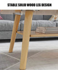 Rustic Vintage Industrial Rectangle Coffee Table With Double Layer Open Storage Shelf For Living Room Sturdy Sofa Cocktail Table leg design close-up.