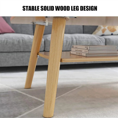 Rustic Vintage Industrial Rectangle Coffee Table With Double Layer Open Storage Shelf For Living Room Sturdy Sofa Cocktail Table leg design close-up.