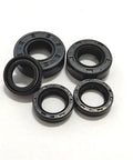 Pro Grade O Ring Seal Kit Set For Industrial, Automotive, And Food Processing Use, 3mm, 4mm, 4.5mm, 4.8mm ID With 9-18mm OD, TC And VC O-Rings, Heavy Duty, Wide Temperature Range -20 To 100 C, 0.3 Bar Working Pressure, Includes Assorted Sizes. Black O-ring seals displayed in assorted sizes