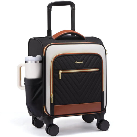 Underseat Carry On Luggage Airline Approved 14 Inch Softside Spinner Suitcase With Wheels Lightweight Weekender TSA Lock Go To Travel Bag