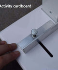 Close-up of the ruler and handle on a heavy duty portable handheld paper hole punch with 4mm 5mm 6mm 7mm 8mm holes, metal single hole punch.