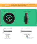 Diagram of Luggage Wheel Replacement Kit for Suitcases and Travel Bags with 2.11 inch wheels, axles, and size measurements shown.