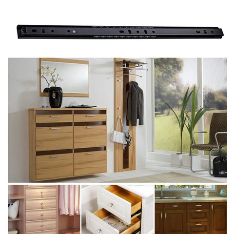 Heavy Duty Steel Soft Close Drawer Slides, Ball Bearing Cabinet Runner Glides For Kitchen Bedroom Cabinetry, full extension rail on modern furniture.
