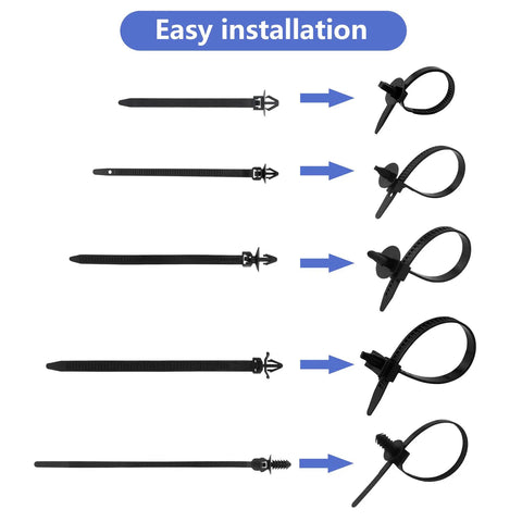 Gearhead Approved 150 Piece Wire Loom Clips Kit showing easy installation process for harness routing clips.
