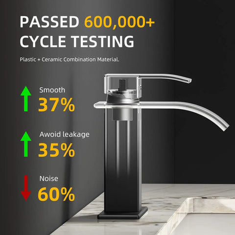 Matte Black Modern Waterfall Bathroom Faucet With Single Handle Fits 1 Or 3 Hole Sinks Includes Deck Plate And Hose