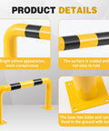 Heavy Duty Steel Machine Guard Barrier For Industrial Use, 48 Inch Long By 24 Inch High, yellow with black stripe detail, showing baseplate and coating