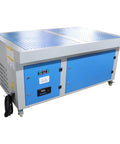 Rugged Metalworking Down Draft Table Dust Collector Vacuum featuring heavy-duty multi stage filtering, 1500x1000x750mm, blue steel body.