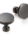Ten Pack One And One Quarter Inch Oil Rubbed Bronze Cabinet Knobs Brushed Bronze Round Drawer Pulls for Cabinets Close View