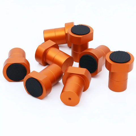 Beefy Heavy Duty Aluminum Bench Dogs 8 Pack For MFT Workbench And Woodworking Projects Non Slip Bench Dog Clamps in orange