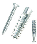 Heavy Duty Hollow Wall Anchors With Screws For Stripped Hole Fixes And Wobbly Hinge Fixes Tree Shape Zinc Coated Steel Drywall Plugs showing three anchors and screws