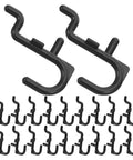 150 Pcs Plastic Pegboard Hooks For Tool Storage And Small Kitchen Supplies, Heavy Duty Repositionable Pegboard Hangers With Easy Assembly, Ideal For Retail Displays And Garage Organization, Studio Gear Black. Black plastic pegboard hooks in assorted sizes