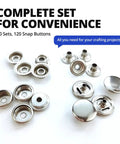 120 Pcs Stainless Steel Snap Fasteners Kit 15 mm Marine Grade For Boat Canvas, Clothes, Jeans, DIY Craft And Outdoor Gear