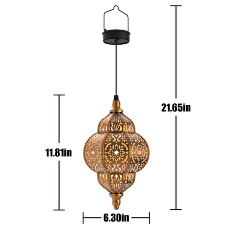 Hanging Solar Lanterns Outdoor Decor For Patio Pathway Yard And Garden, Waterproof Plastic Moroccan Style Lights, Bronze Finish