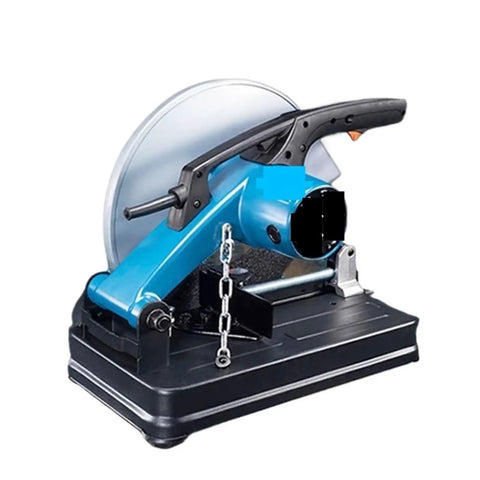 Badass Heavy Duty Chop Saw For Steel And Wood, Adjustable Bevel Angle Cutter With Rock Solid Cast Iron Base for precise cuts.
