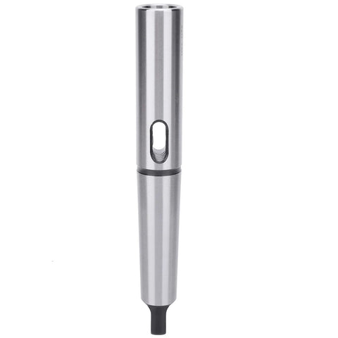 Lengthened Morse taper drill sleeve MT4 MT3, silver steel body with side oval bore and black shank
