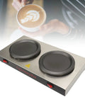 Portable Dual Burner Coffee Warmer With Thick Stainless Steel Plate Energy Efficient And Keeps Your Drink Piping Hot