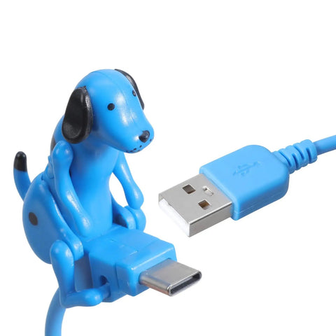 Blue Type C USB Cable For Fast Charging And Data Transfer Up To 480 Mbps Multi Device Charger Cord For Phones And Tablets Nylon Braided Durable Build Dope Dog Motion Design For Everyday Tech Life, blue dog-shaped USB-C cable