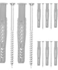 20 Pieces Silver Hollow Wall Expansion Bolts Anchors Kit With Screws For Drywall Easy Install Heavy Duty Hangers For Shelves Brackets Cabinets Mirrors Frames, silver plastic anchors and screws set