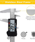 Digital Caliper With Stainless Steel Body And Large LCD Screen For 0 To 6 Inches And Millimeter Conversion Pro Grade Accuracy