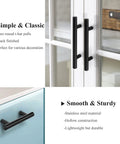 Flat Black 3 Inch Center To Center Bar Cabinet Pulls 5 Pack installed on kitchen cabinets, durable black T bar handles.