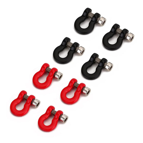 Beefed Up Metal Bumper D Ring Tow Hook Set Four Piece Mini Tow Hooks For 1 24 RC Crawler Fits Axial SCX24 Black Red aluminum