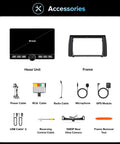 Accessories for 10 Inch QLED Car Stereo For Dodge Grand Caravan And Chrysler Town And Country, including cables and camera.