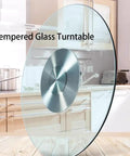 Top Shelf Heavy Duty Tempered Glass Lazy Susan Turntable in kitchen, clear design showing smooth rotation feature.