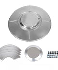 Premium Weatherproof Aluminum Round Reflector Shield For Patio Heaters 32 Inch Diameter Dust Proof Extended Heat Range Replacement Part For Outdoor Use with assembly parts shown.