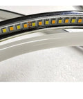 Slick Minimalist Iron Pendant Light For Kitchen And Office With Warm Led Bulb Large 74 Cm Wide Chrome And Gold Finish Contemporary ceiling lamp detail.