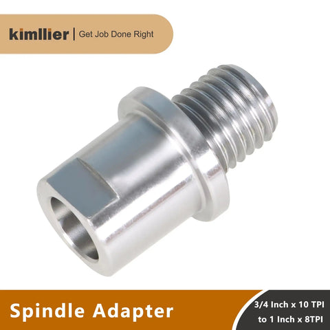 Heavy Duty Rock Solid Wood Lathe Chuck Spindle Adapter Converts 3/4 Inch X 10 TPI To 1 Inch X 8 TPI Headstock Mount, silver steel design.