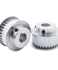 Timing Pulley For GT2 Belt System 28T 30T With 8mm Keyway, silver metal pulley, precision grooves, 1 piece design