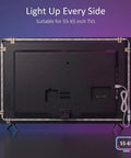55 To 65 Inch TV LED Backlight Kit With Bluetooth App And Remote Control Strip Lights on TV back view setup