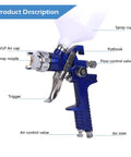 Heavy Duty Handheld Airbrush Kit With Three Precision Nozzles For A Smooth As Butter Spray Gun Finish featuring spray cup and nozzle.