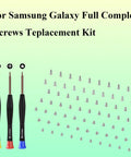 Gotta Get This Straight Fire Samsung Galaxy Complete Screw Replacement Kit For A54 A53 A52s A51 A50s A42 A41 A40s A34 A33 A32 A31 A30 Series Toolkit with screwdrivers and screws.