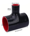 Universal T Shape Silicone Hose Pipe For Air Intake Supercharger BOV Coupler 57X25mm Fits Engine Bay Flexible Durable Material Ensures Quick Install Smooth Airflow Stability For Tight Turbo Builds With Sick Look And Reliable Performance, black T hose 57mm x 25mm
