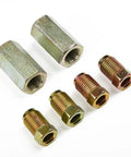 Heavy Duty Brake Line Fittings Kit Two-Way Female Connectors With Four M10 X 1 Nuts For 3/16 Inch Brake Line, Steel Union Adapters