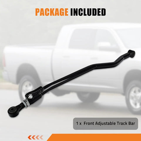 Dodge Ram Adjustable Front Track Bar for 2003-2013 0-3 Inch Lift 2WD 4WD Heavy Duty Panhard Bar Suspension Upgrade Restores Front Axle Alignment and Fixes Death Wobble, black steel front adjustable track bar