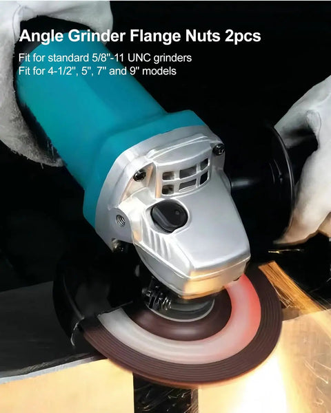Beefed Up Self Locking Flange Nuts For Angle Grinders Five Eighth Inch Eleven UNC Quick Release Durable Metal Nuts on Grinder